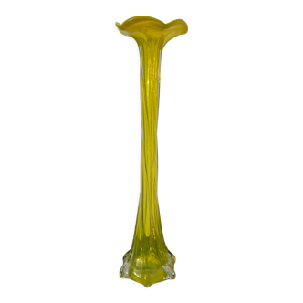 Large yellow Murano glass vase / vintage soliflore