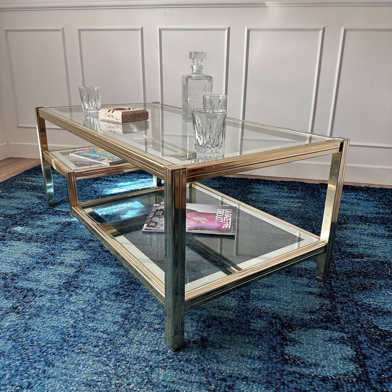 Vintage gold and silver coffee table