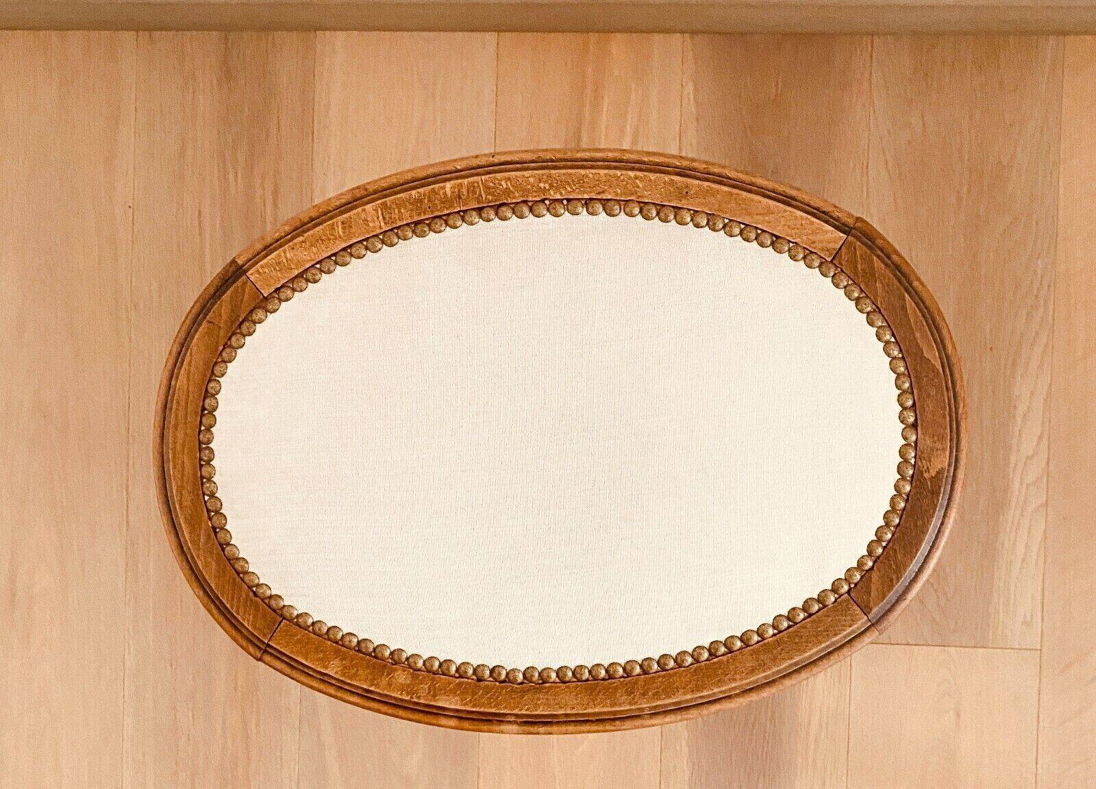 Louis XVI style stool in stained beech with velvet seat. 20th century.