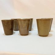 Set of 6 Digouin tumblers in beige brown stoneware