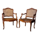 🪑 Pair of Louis XV caned armchairs in carved solid wood