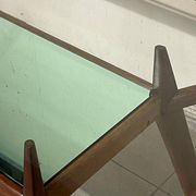 1950s Italian Wooden Table with Double Glass Top