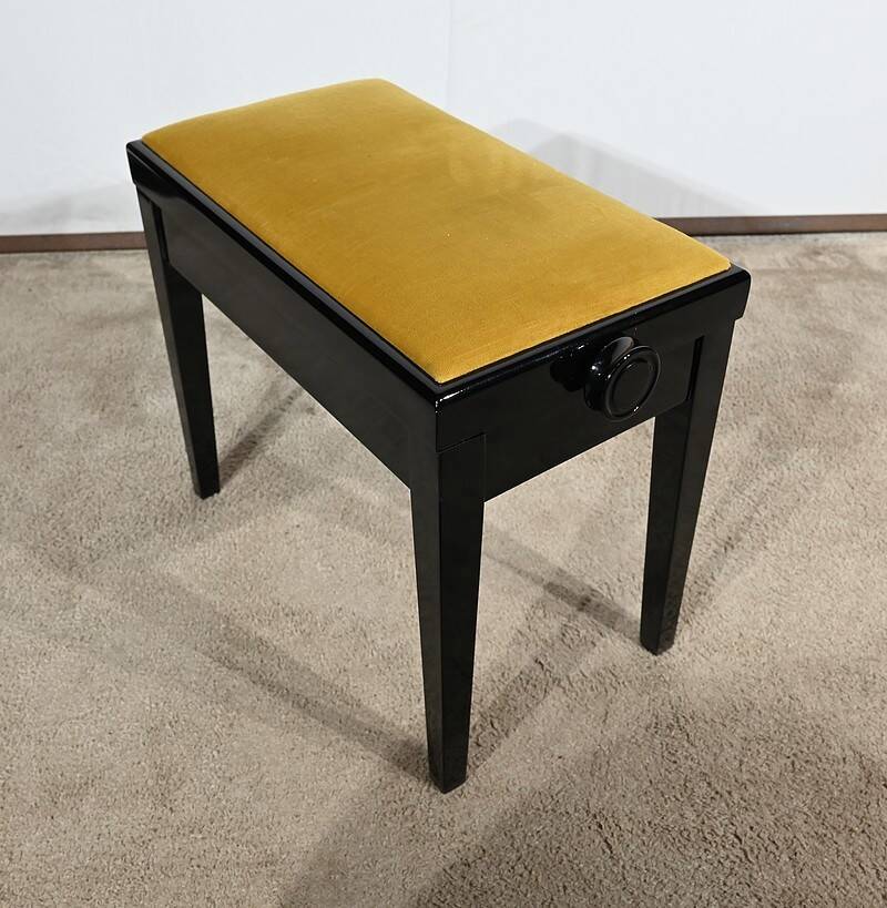 Adjustable Piano Bench, in Black Lacquered Wood – 1970
