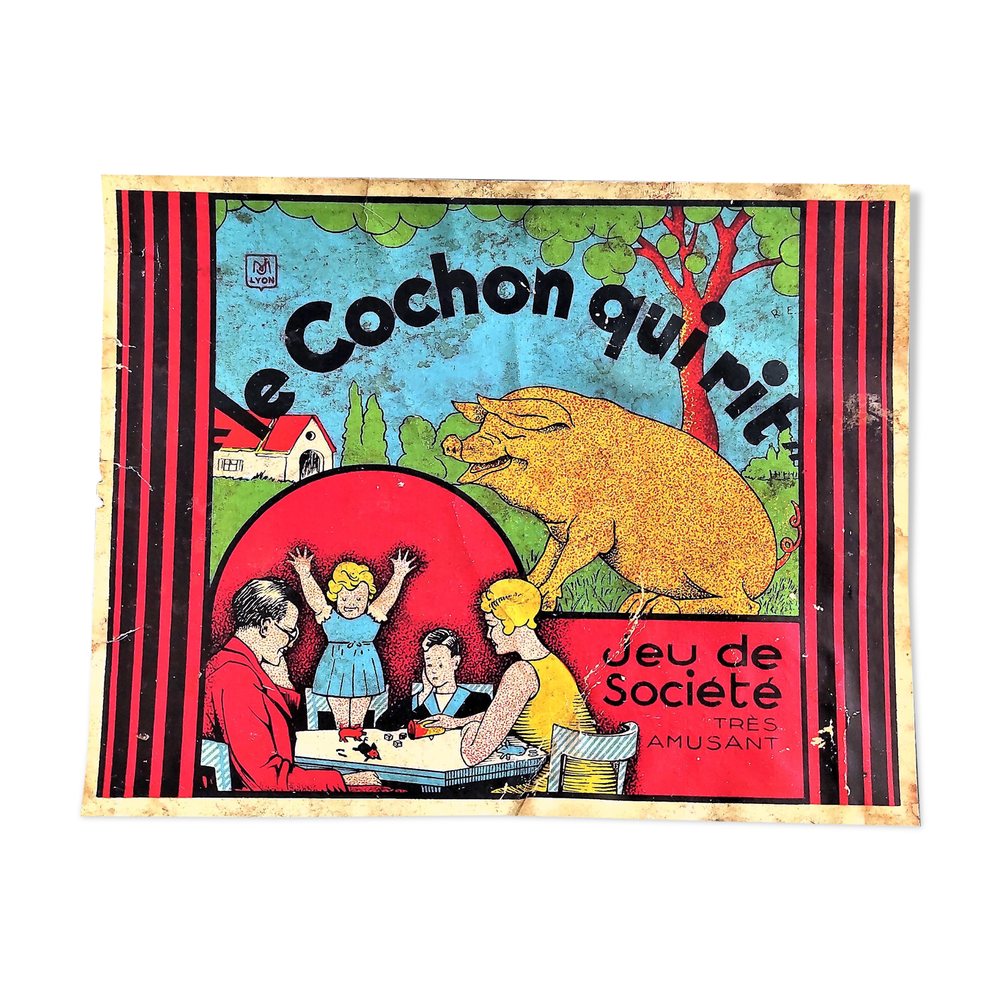 Jeu de societe  ancien  : le cochon qui rit vers 1957/1960