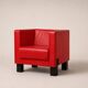 Uchida x Poltrona Frau — Pair of "Moji" armchairs in red leather