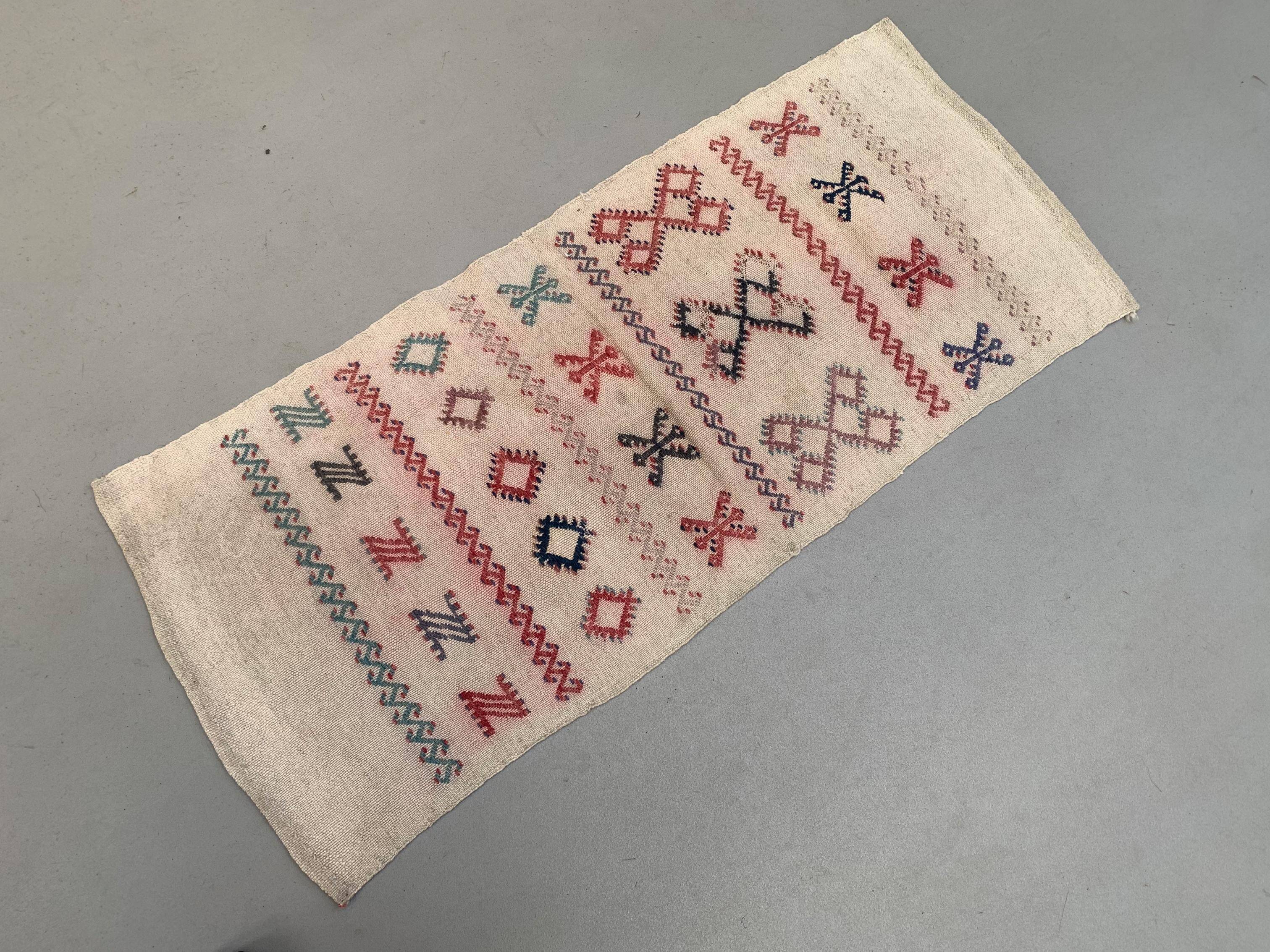 Old Turkish narrow Kilim Runner 114x50 cm shabby chic, vintage kelim