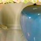 Vintage pair of blue ceramic table lamps
