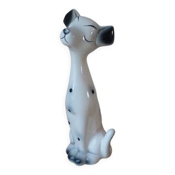 Figurine grand chien dalmatien romantique en céramique années 1970,