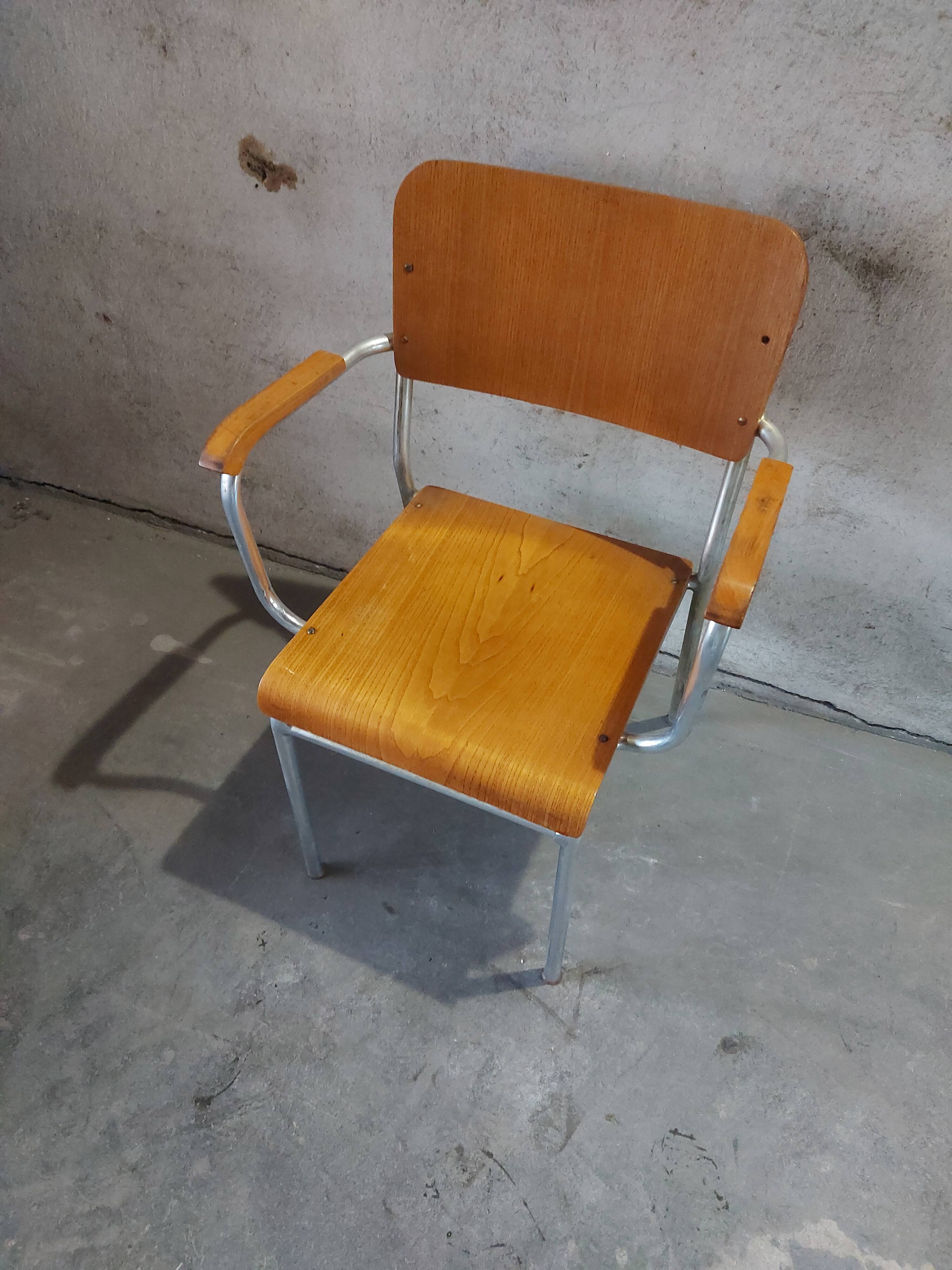 Fauteuil en bois et aluminium par Alpos, années 1970