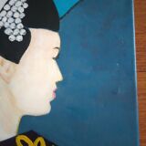 Oil on canvas signed J.Lecigne geisha portrait