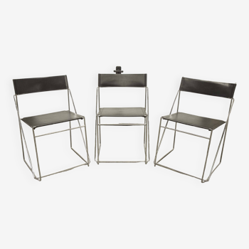 Set of 3 minimalist X line chairs by Niels Jorgen Haugesen for Hybodan circa 1970