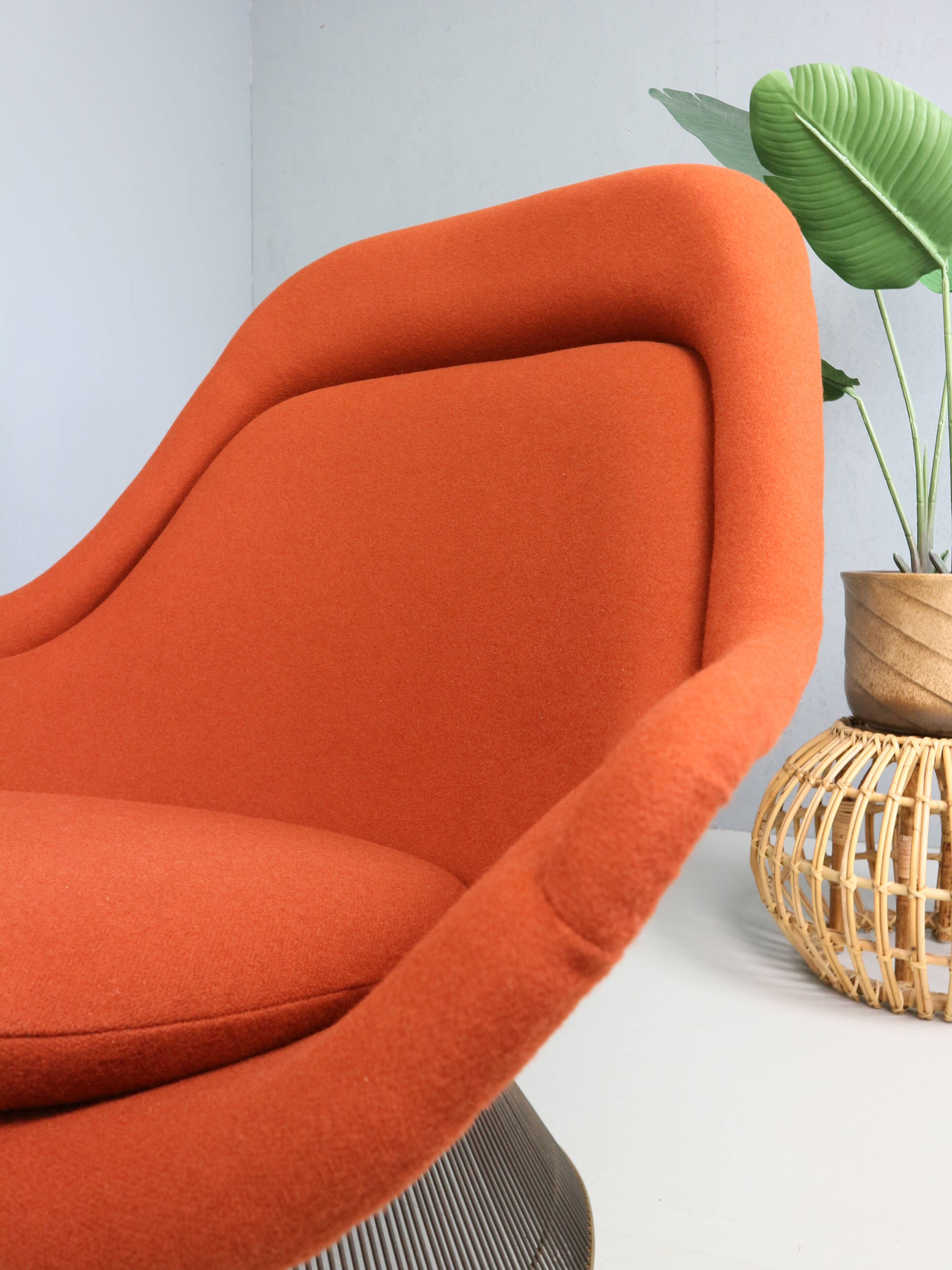 Early bronze lounge chair by Warren Platner for Knoll 1960s in rust red