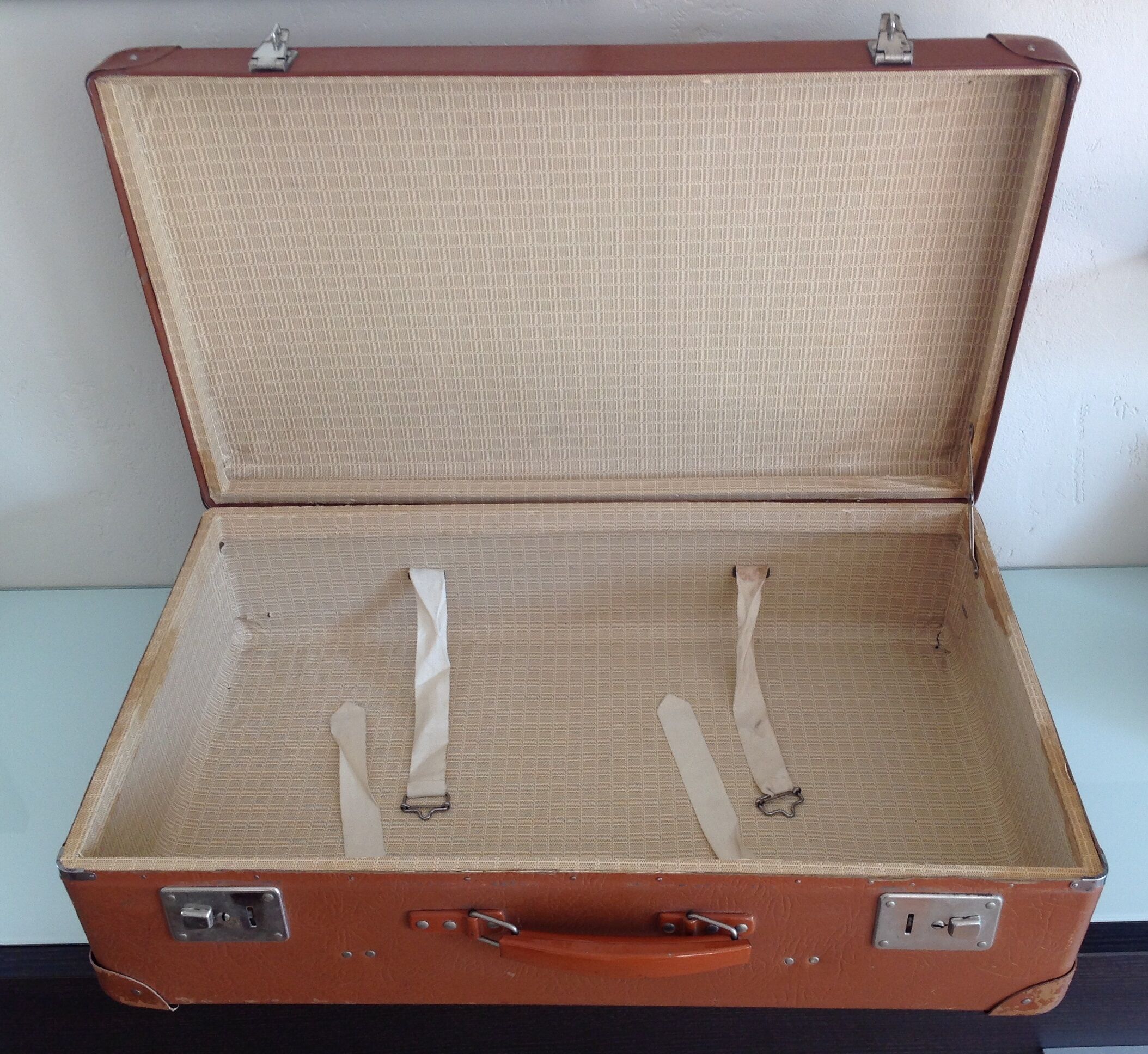 Light brown vintage suitcase