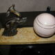 Art Deco marble figurine table lamp