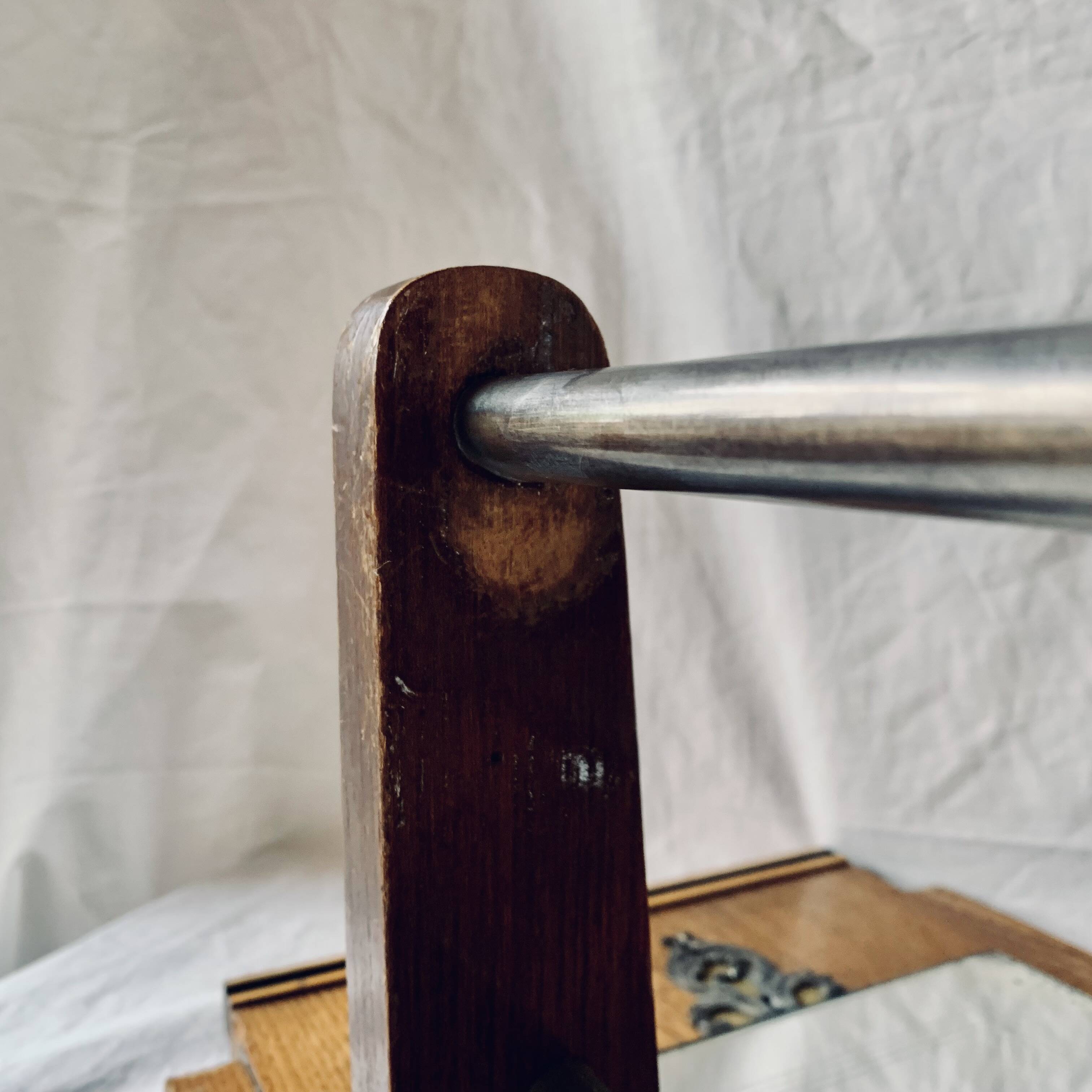 Art Deco wooden hat rack wall shelf with mirror