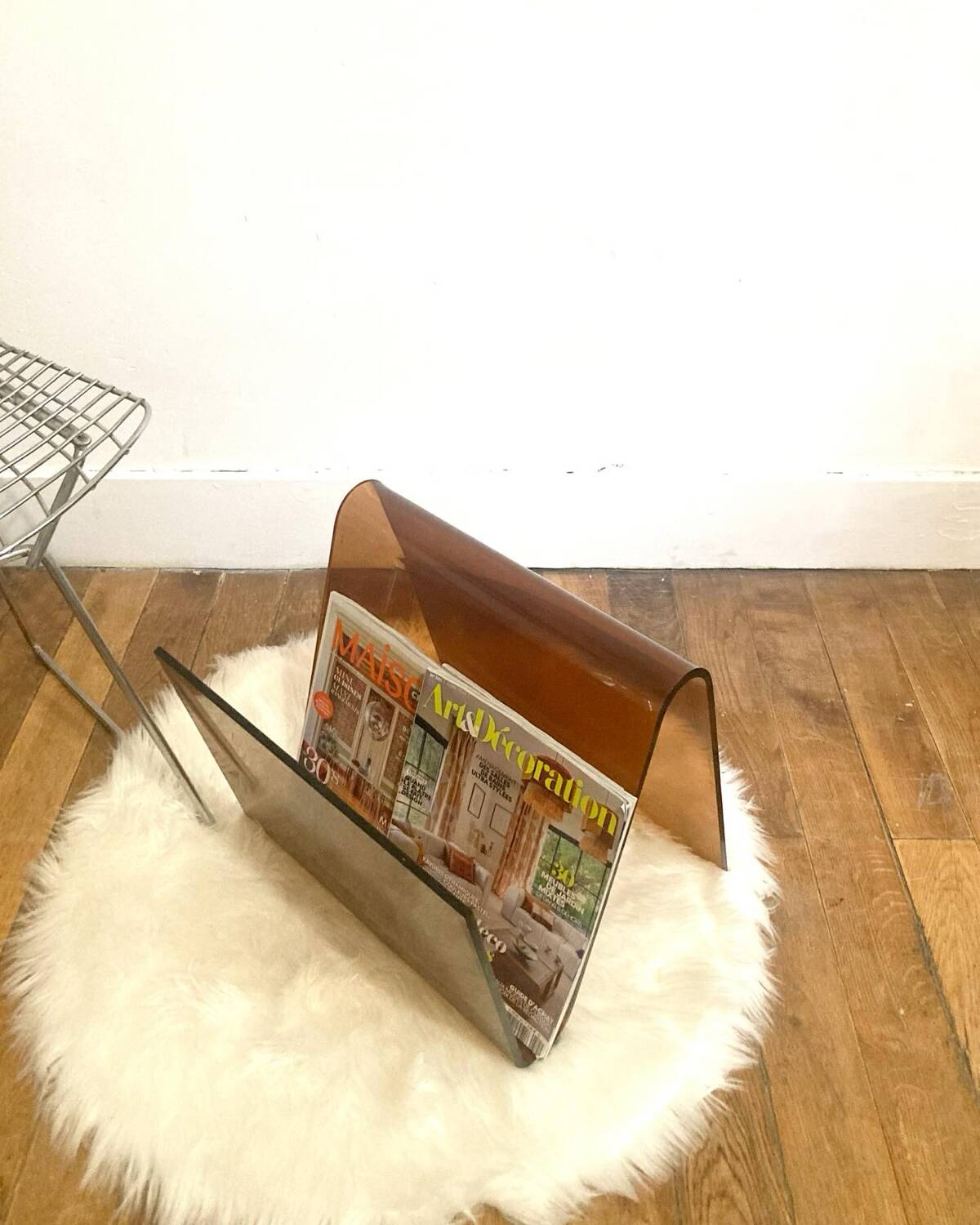 Smoked Plexiglas magazine holder Michel Dumas