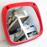 Vintage red plastic space age mirror