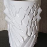 Contemporary vase in the shape of an owl, white ceramic