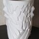 Vase contemporain en forme de hibou, céramique blanche