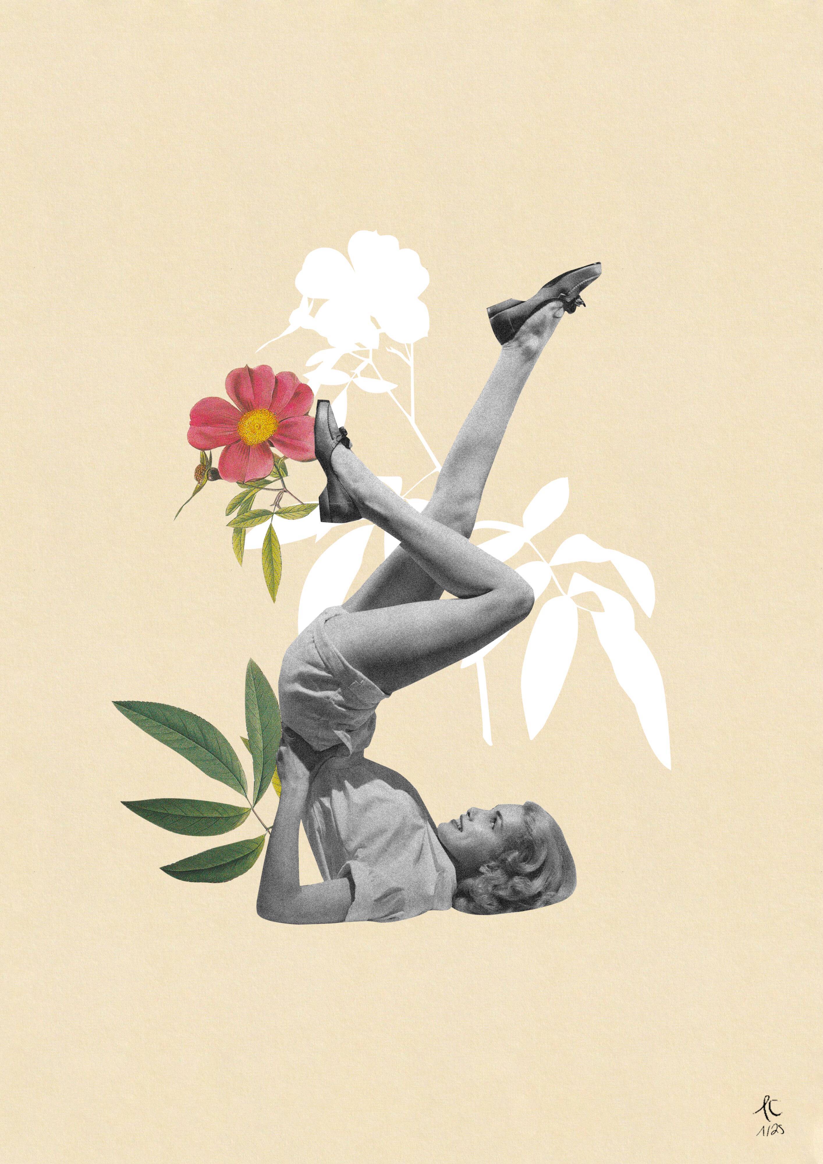 Print Collage. Flower Candle
