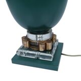 Art Deco period green lacquered metal cornet lamp