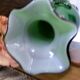 Vase Murano vert foncé fait main avec détails floraux en verre transparent