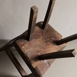 Antique primitive carved oak arm chair, Belgium