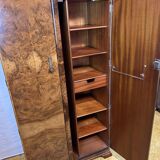 Art deco vintage brocante bachelor wardrobe burr walnut 1920-1930