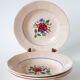 Set of 4 Digoin Sarreguemines soup plates, flowering roses, 1950