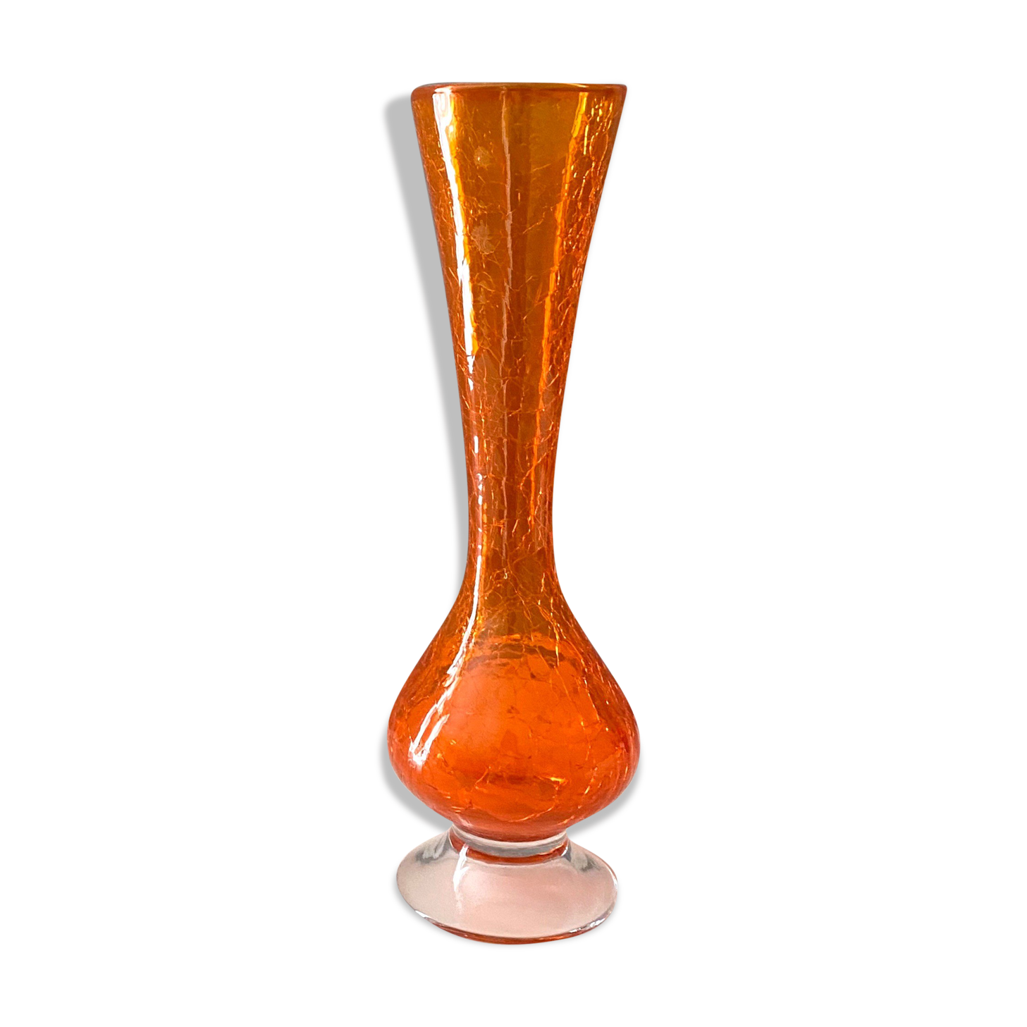 Craquelee Vase orange, Vintage Vase 70's