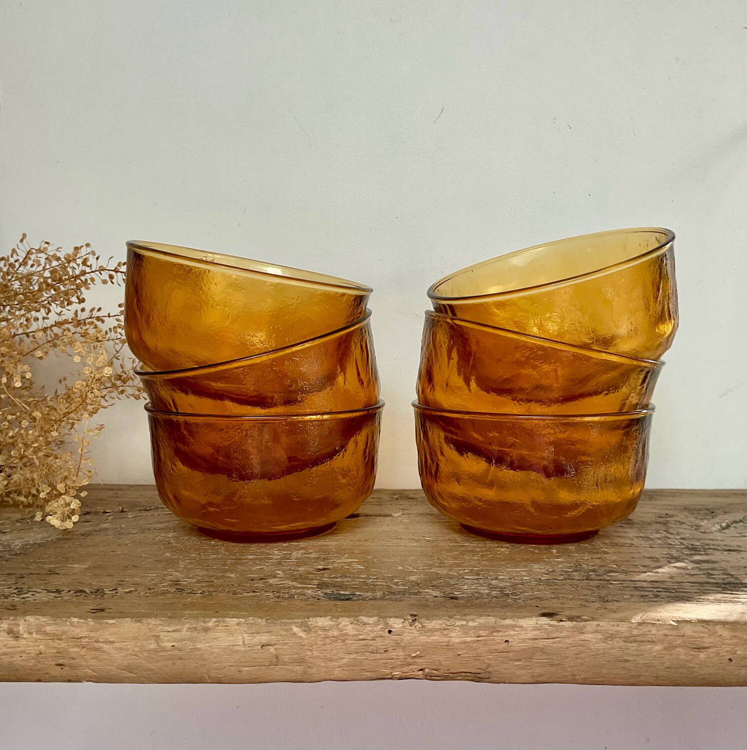 6 bols en verre Arcoroc Sierra ambrés