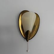 Pair of brass and glass wall lights from the mid-century, 1950s, Germany.