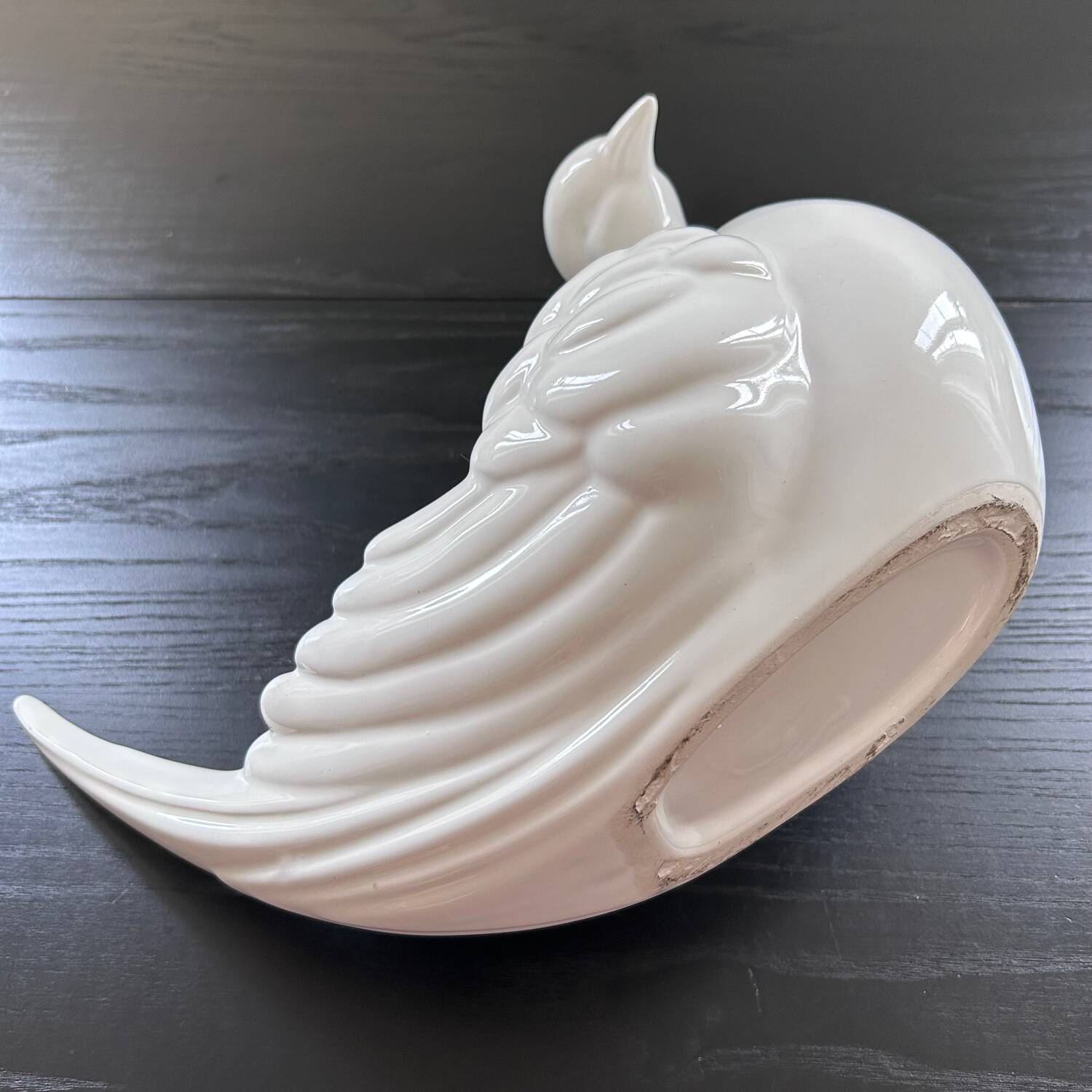 Large white bird cache pot