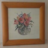 Framed flower lithograph by rosalind oesterle