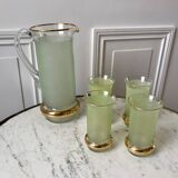 Green granita set consisting of a pitcher and 4 glasses in orangeade 50s