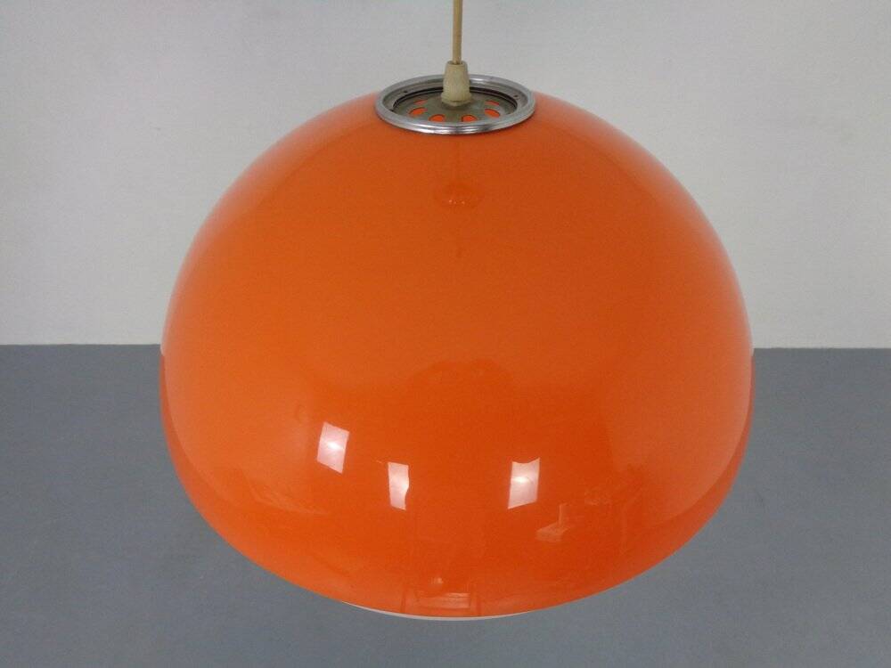 Space Age Orange & White Ceiling Lamp, Italy, 1970s