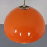 Space Age Orange & White Ceiling Lamp, Italy, 1970s