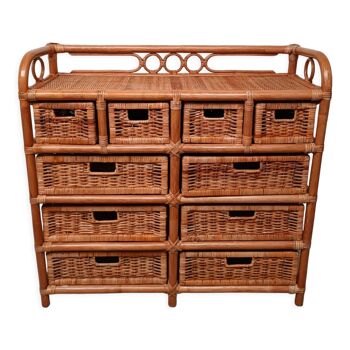 Wicker and rattan chest of drawers