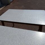 set of 3 vintage white Formica and wood tables