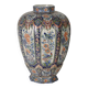 Ancient vase fully decorated with ceramic plants, 20th century.