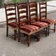 6 Louis XIII dining chairs in solid wood and burgundy velvet.