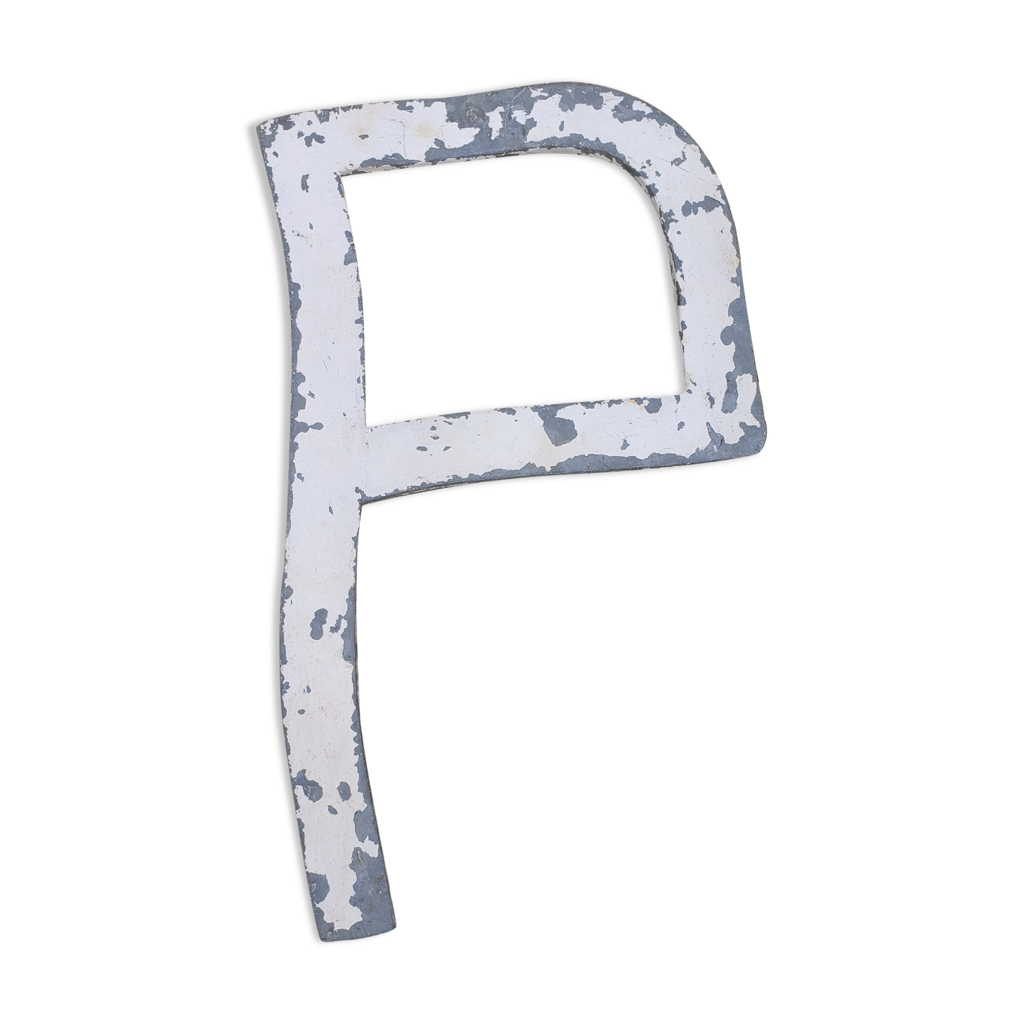 Letter p in galvanized metal