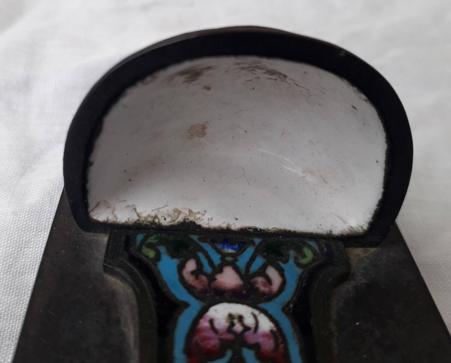 Cloisonné enamel cross holy water font