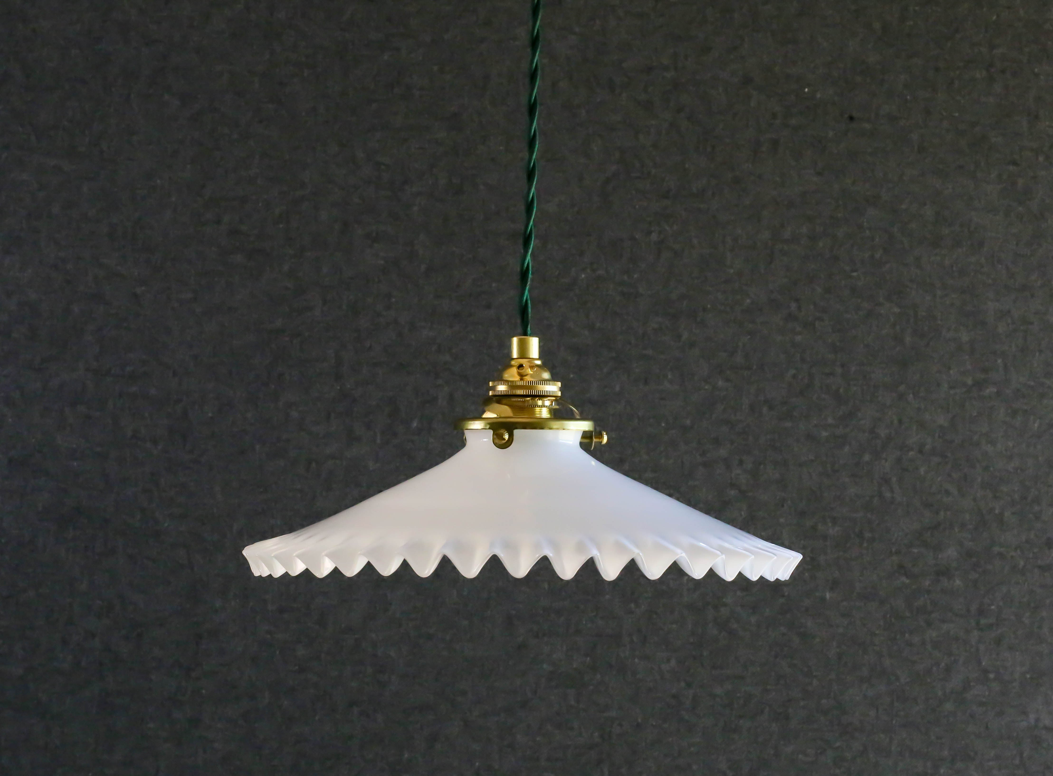 Antique suspension in white opaline comes with new brass socket
