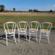 Lot de 4 chaises en bois tournés et cannage 