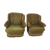 Pair of upholstered velvet armchairs