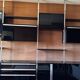 Large modular wall system Roche Bobois from the 70s – wood, black lacquered and