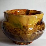 Old provencal pot cover in glazed terracotta