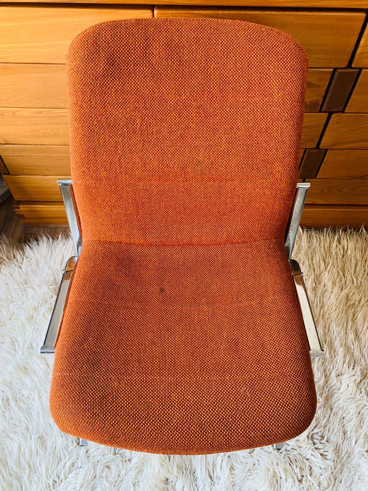 Fauteuil vintage en tweed orangé