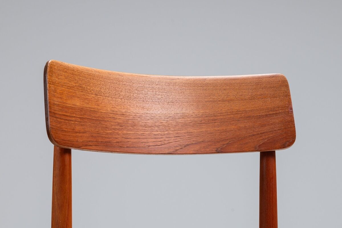 Set of four Danish dining chairs in teak and paper cord, Denmark, 1960